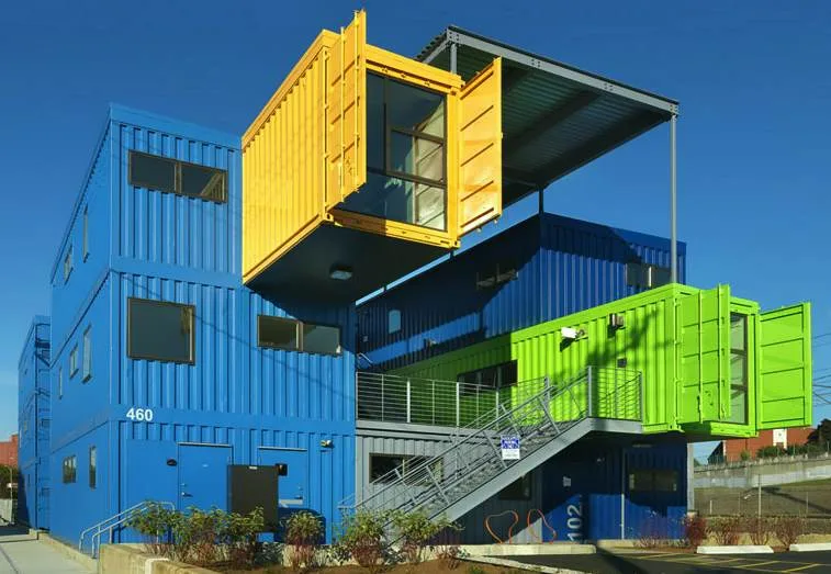 Custom-modified shipping container being fabricated at the Sams On Site Toledo facility